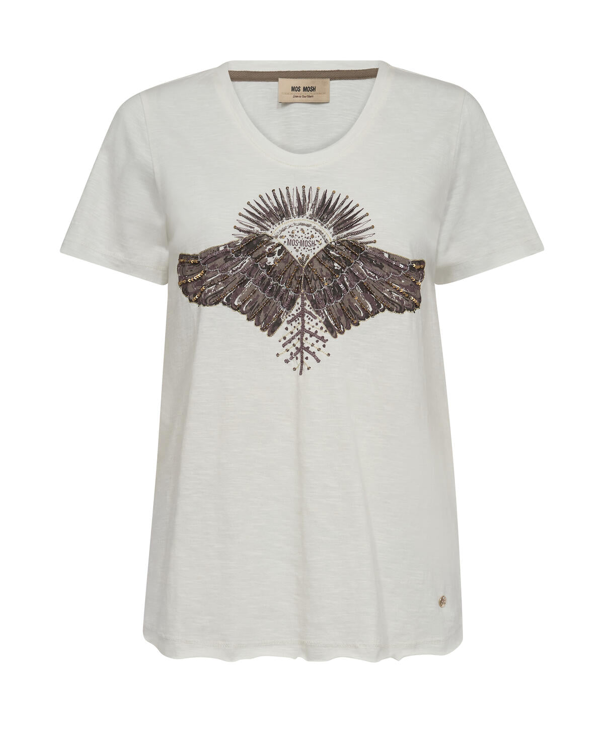 Nadine O-SS Deco t-shirt - Ecru